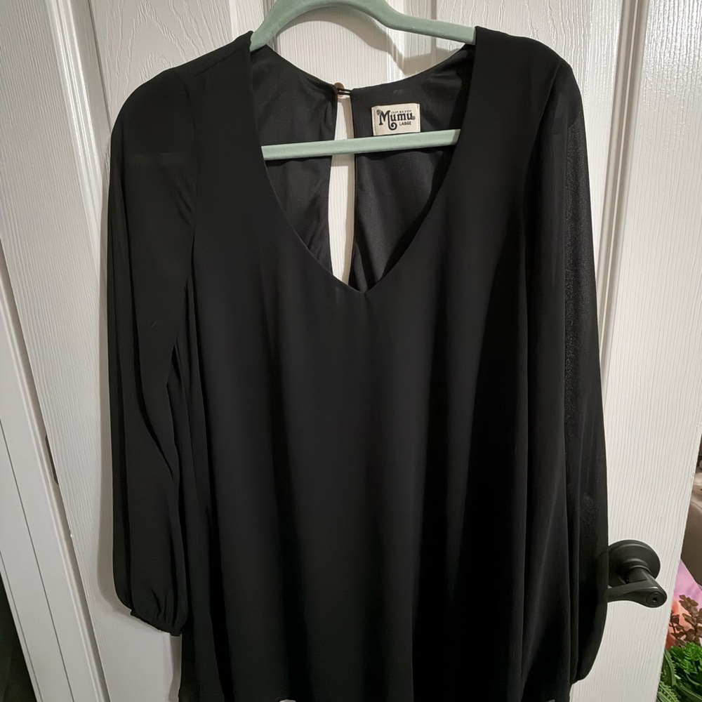 Show Me Your MuMu Black V-Neck Long Sleeve Top